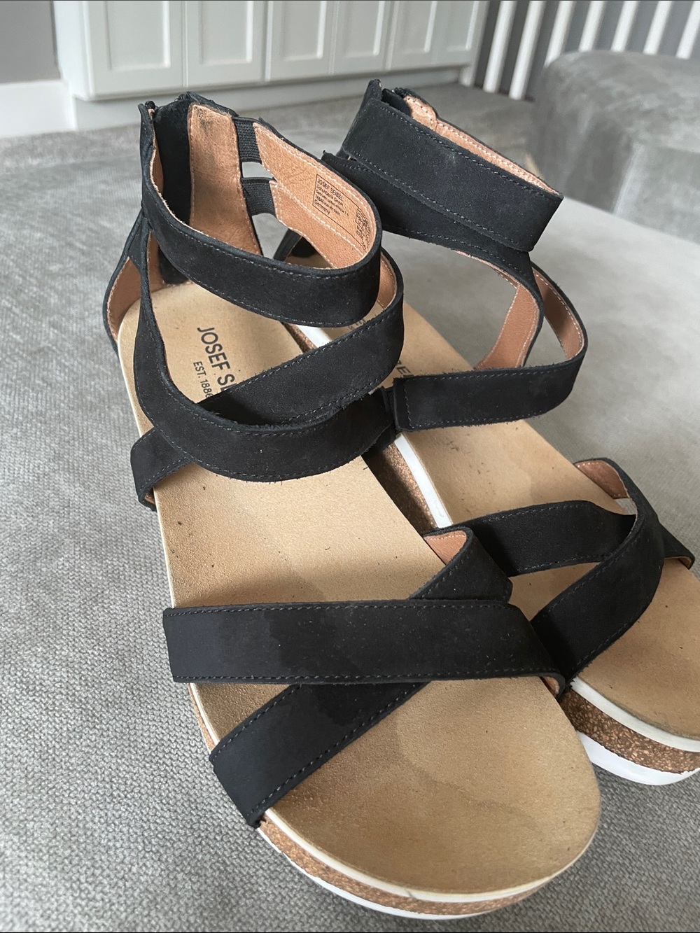 Josef Seibel Black Multi-Strap Comfort Sandals Size 41